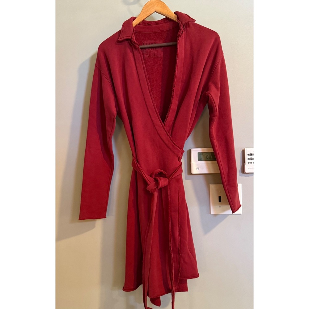 Frank & Eileen Tee Lab Wrap Dress Women Medium Red Fleece Cotton Mini 4580